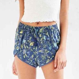 Urban Outfitters Ecote Blue Floral Dolphin Shorts